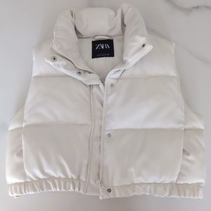 Zara White Cropped Vest (Medium)